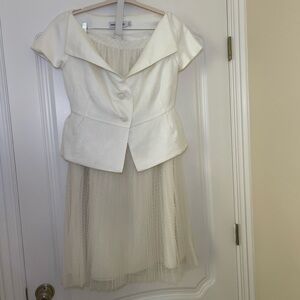 Self-Portrait Cream Off Shoulder Two Piece Midi Dress